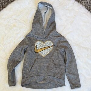 Nike Gray Hoodie with Gold Heart and Swoosh